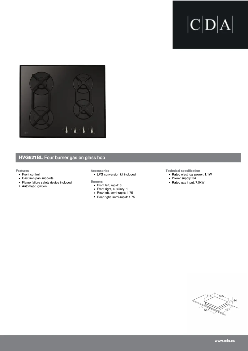 Imagen de la primera página del manual del dispositivo HVG621BL