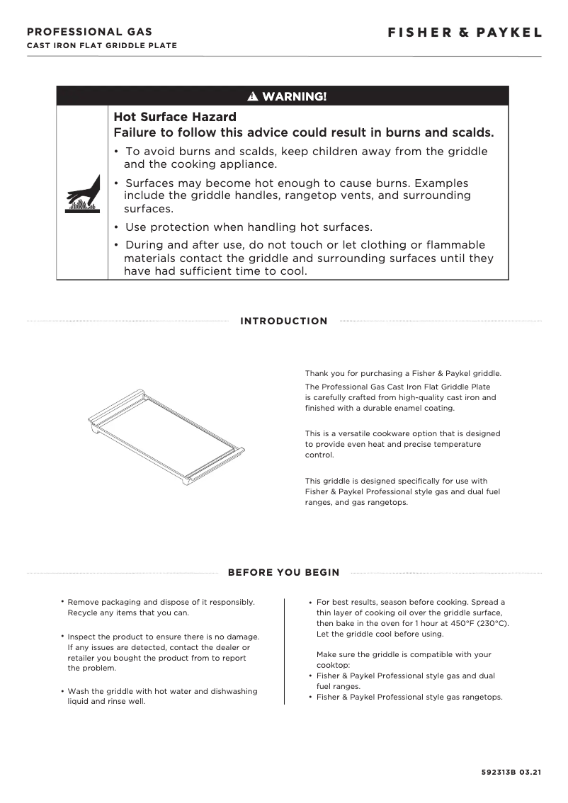 Página nº 1 - Manual de usuario Fisher & Paykel GPRG12