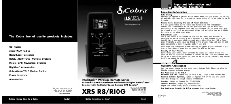 Imagen de la primera página del manual del dispositivo XRS R8