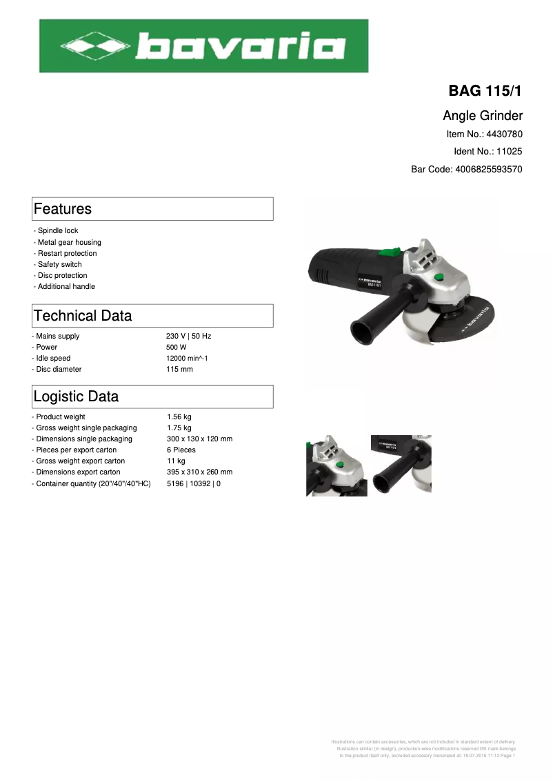 Página nº 1 - Ficha técnica Bavaria BAG 115/1