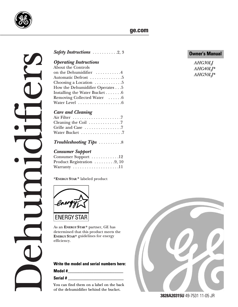 Imagen de la primera página del manual del dispositivo AHG40LB