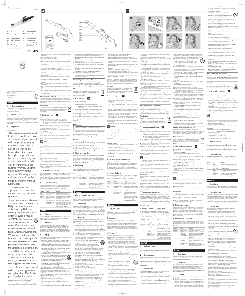 Imagen de la primera página del manual del dispositivo CurlCeramic HP8602