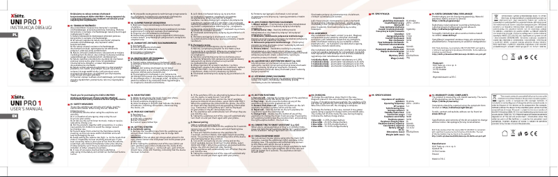 Página 1 del manual Manual de usuario Xblitz Uni Pro 1