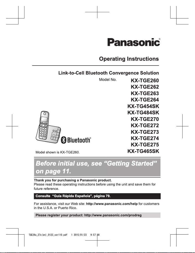 Página 1 del manual Manual de usuario Panasonic KX-TG484SK
