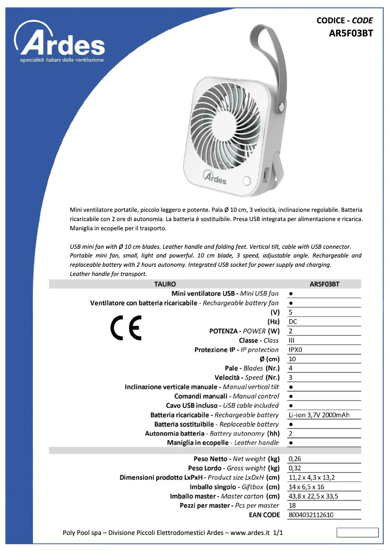 Página nº 1 - Ficha técnica Ardes AR5F03BT