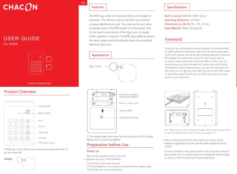 Página 1 del manual Manual de usuario Chacon 34958
