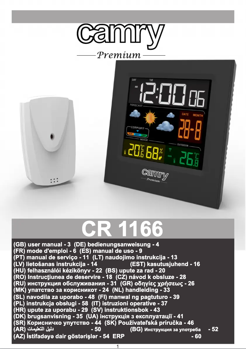 Imagen de la primera página del manual del dispositivo CR 1166