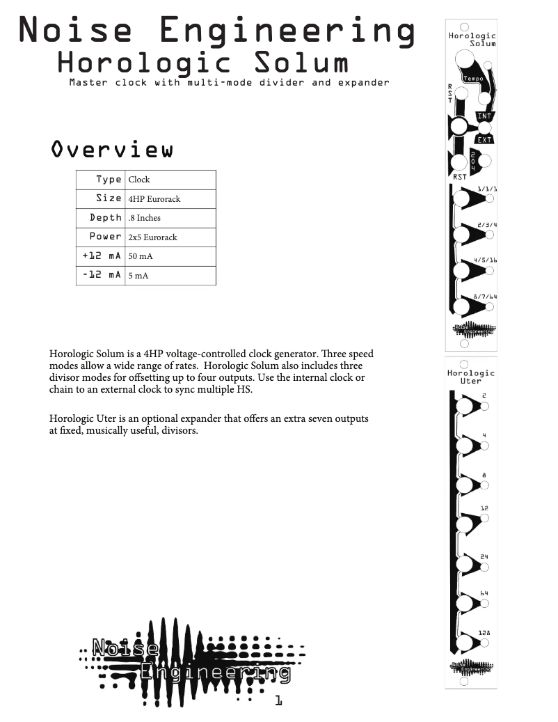 Imagen de la primera página del manual del dispositivo Horologic Solum