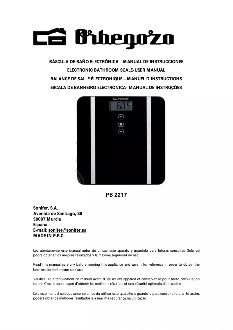 Imagen de la primera página del manual del dispositivo PB 2217