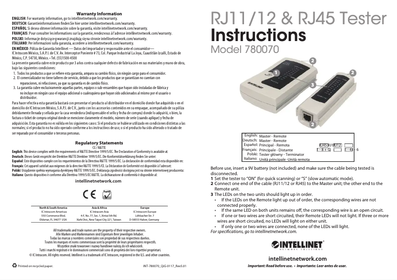 Página 1 del manual Manual de usuario Intellinet 780070