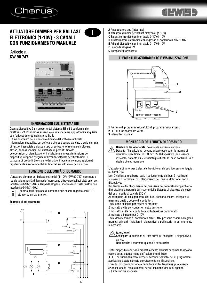 Página 1 del manual Manual de usuario Gewiss GW90747