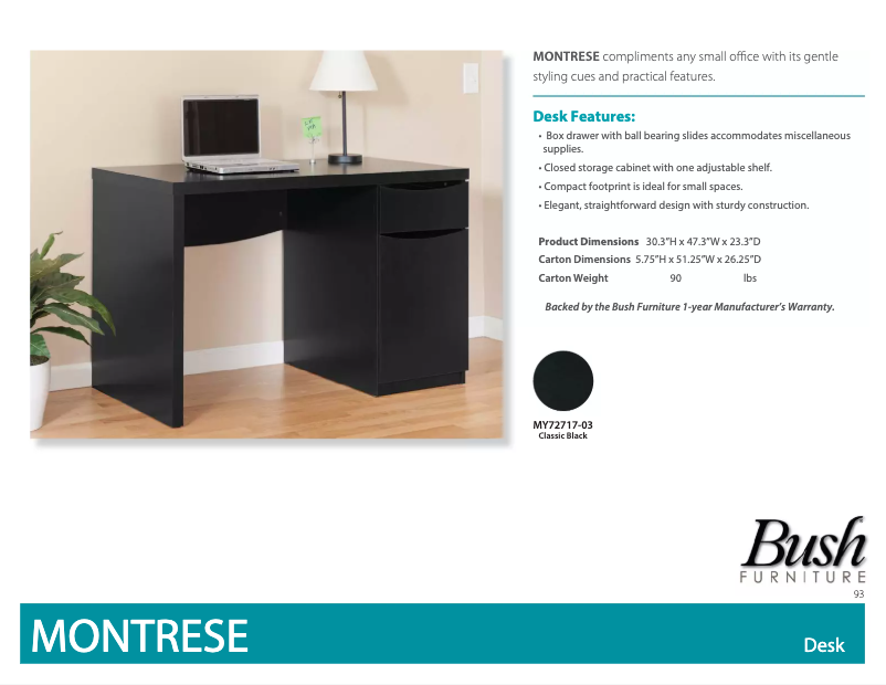 Página 1 del manual Ficha técnica Bush Montrese MY72717-03