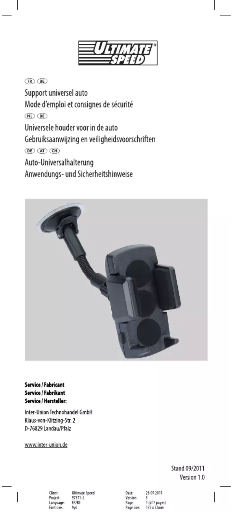 Página 1 del manual Manual de usuario Ultimate Speed IAN 69008