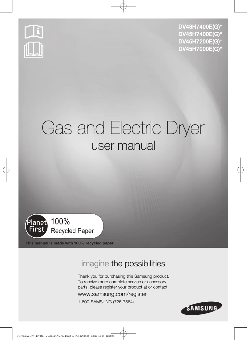 Imagen de la primera página del manual del dispositivo DV48H7400GW