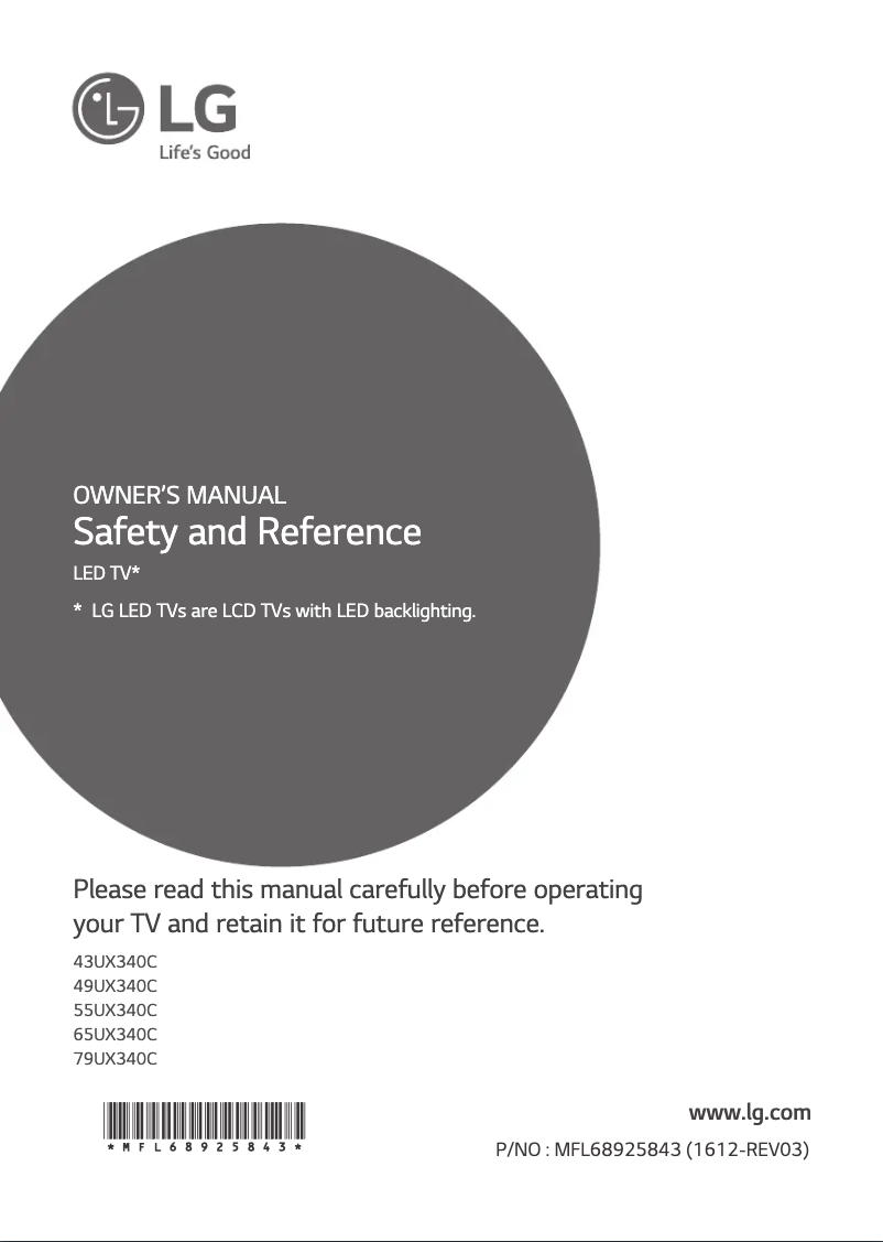 Imagen de la primera página del manual del dispositivo 49UX340C
