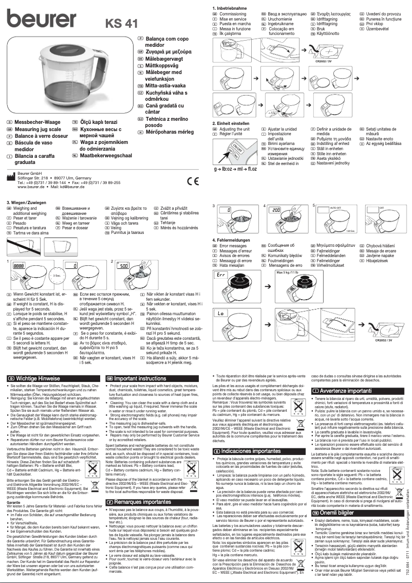 Página 1 del manual Manual de usuario Beurer KS41