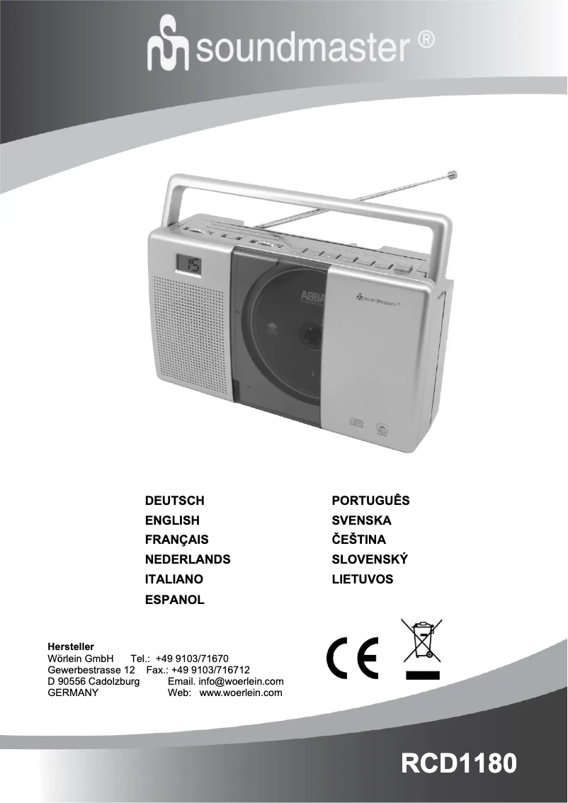 Imagen de la primera página del manual del dispositivo RCD1180