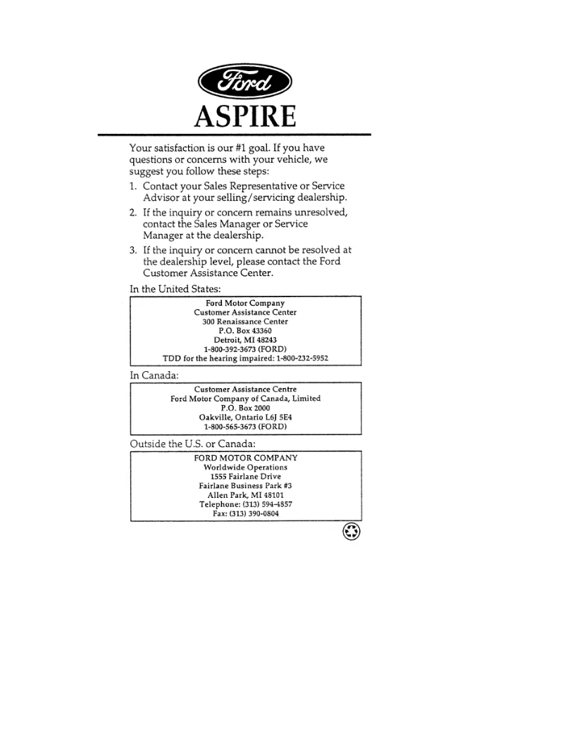 Imagen de la primera página del manual del dispositivo Aspire (1995)