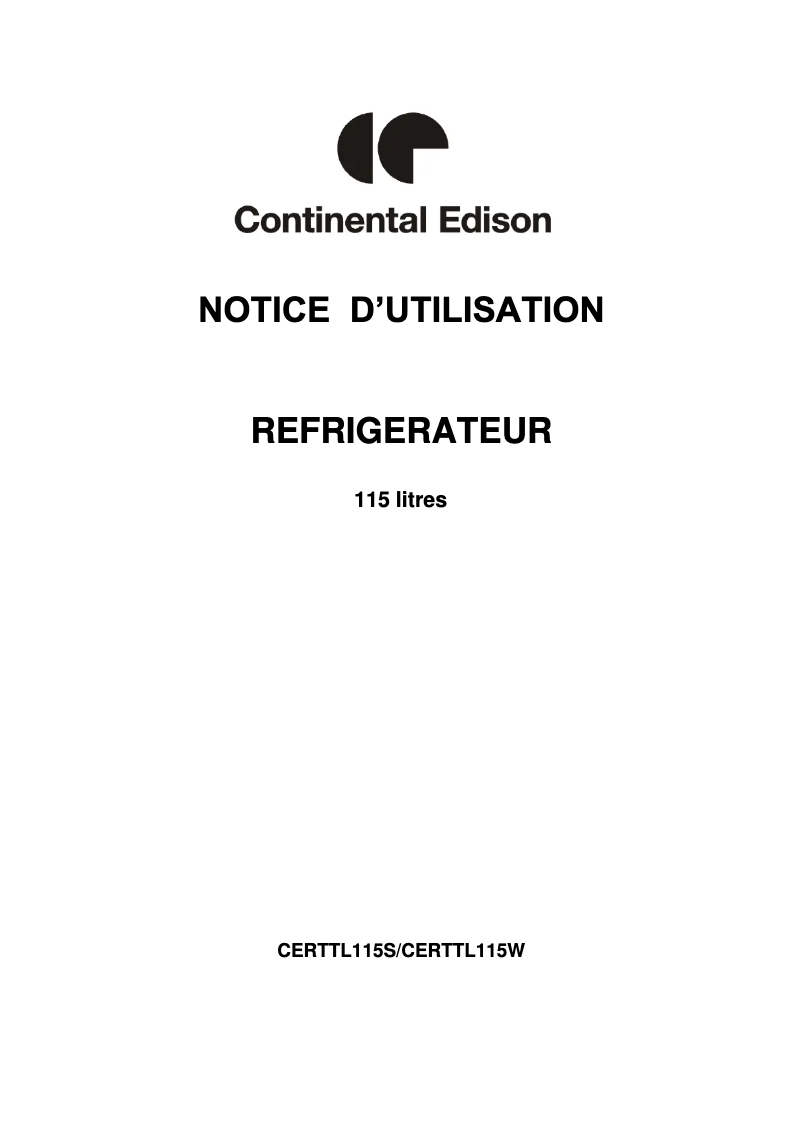 Página 1 del manual Manual de usuario Continental Edison CERTTL115S