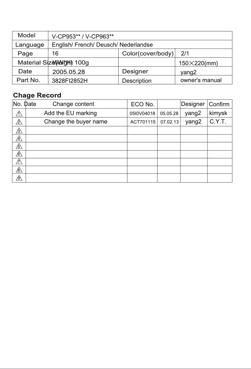 Página 1 del manual Manual de usuario LG V-CP983STQ