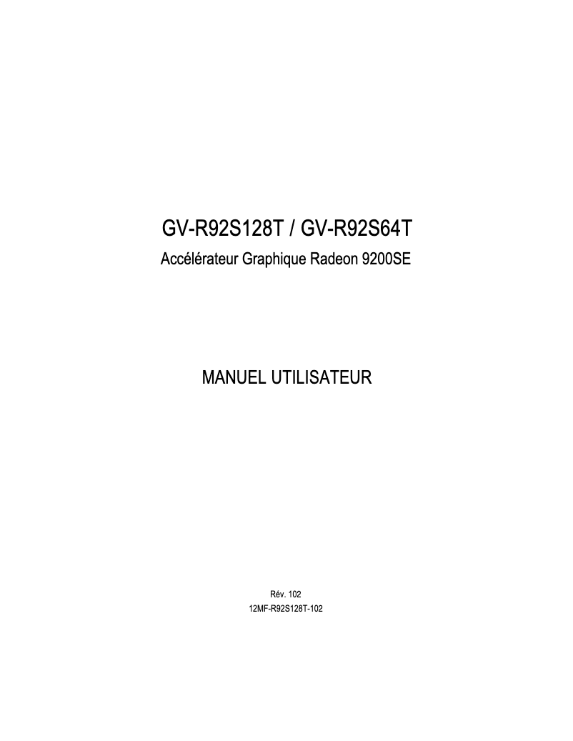 Página 1 del manual Manual de usuario Gigabyte GV-R92S128T