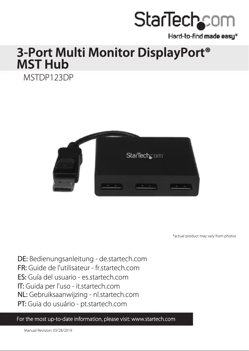 Imagen de la primera página del manual del dispositivo MSTDP123DP