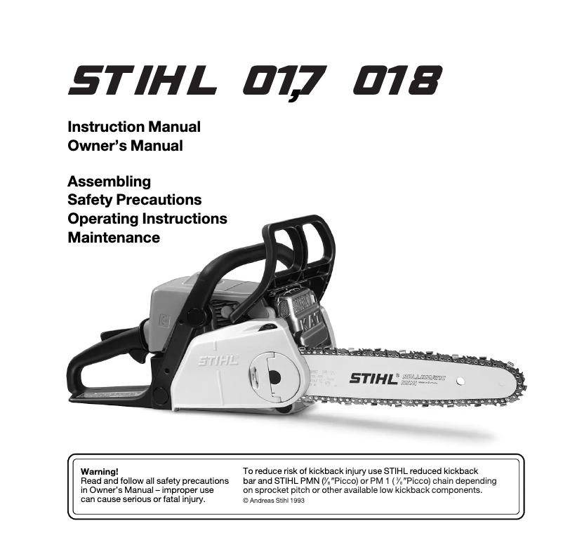 Página 1 del manual Manual de usuario Stihl 018