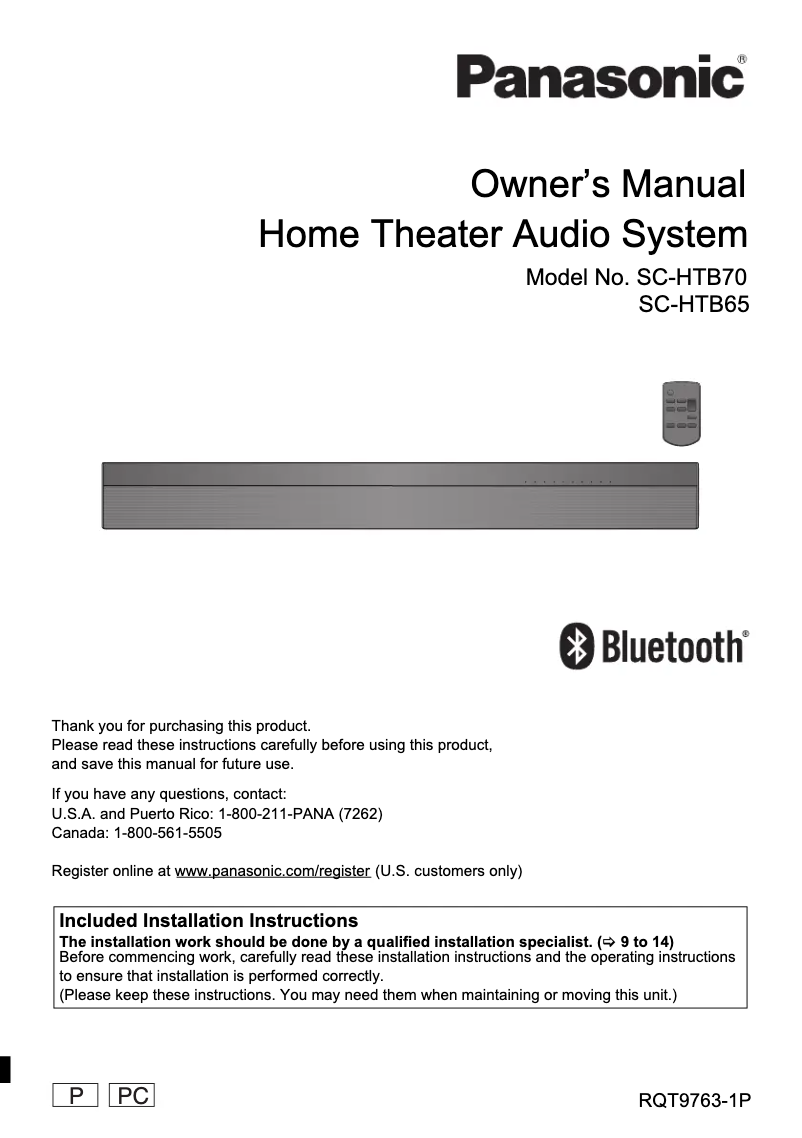 Página 1 del manual Manual de uso y mantenimiento Panasonic SC-HTB65