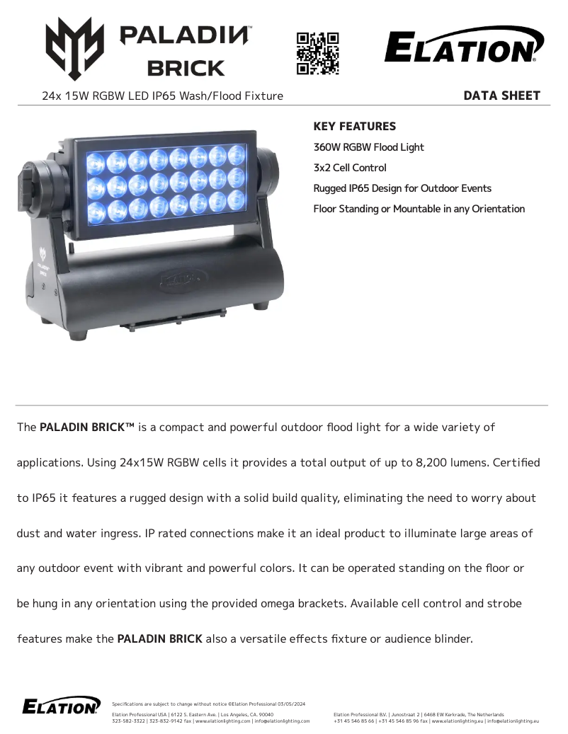 Página nº 1 - Ficha técnica Elation PALADIN BRICK