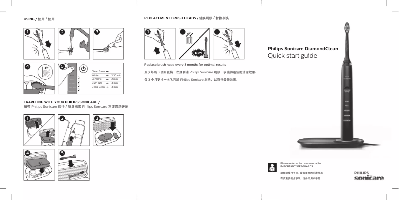 Página 1 del manual Guía de inicio rápido Philips Sonicare DiamondClean HX9392