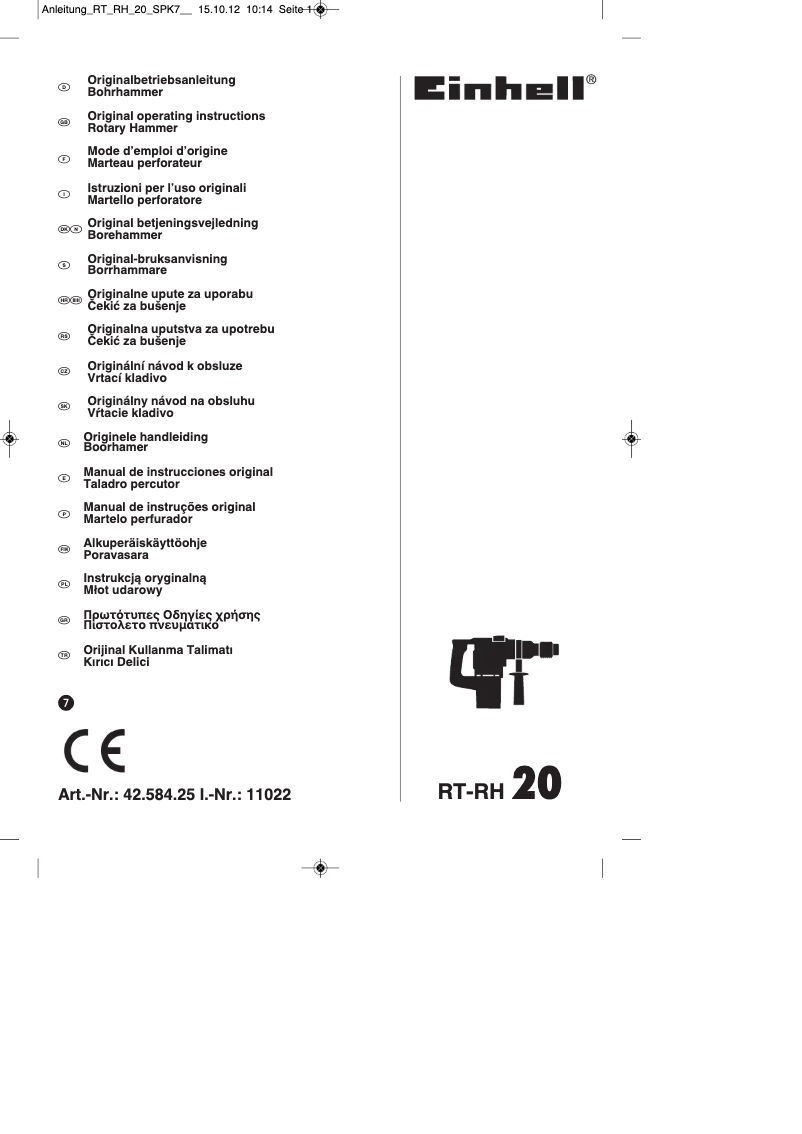 Página 1 del manual Manual de usuario Einhell RT-RH 20