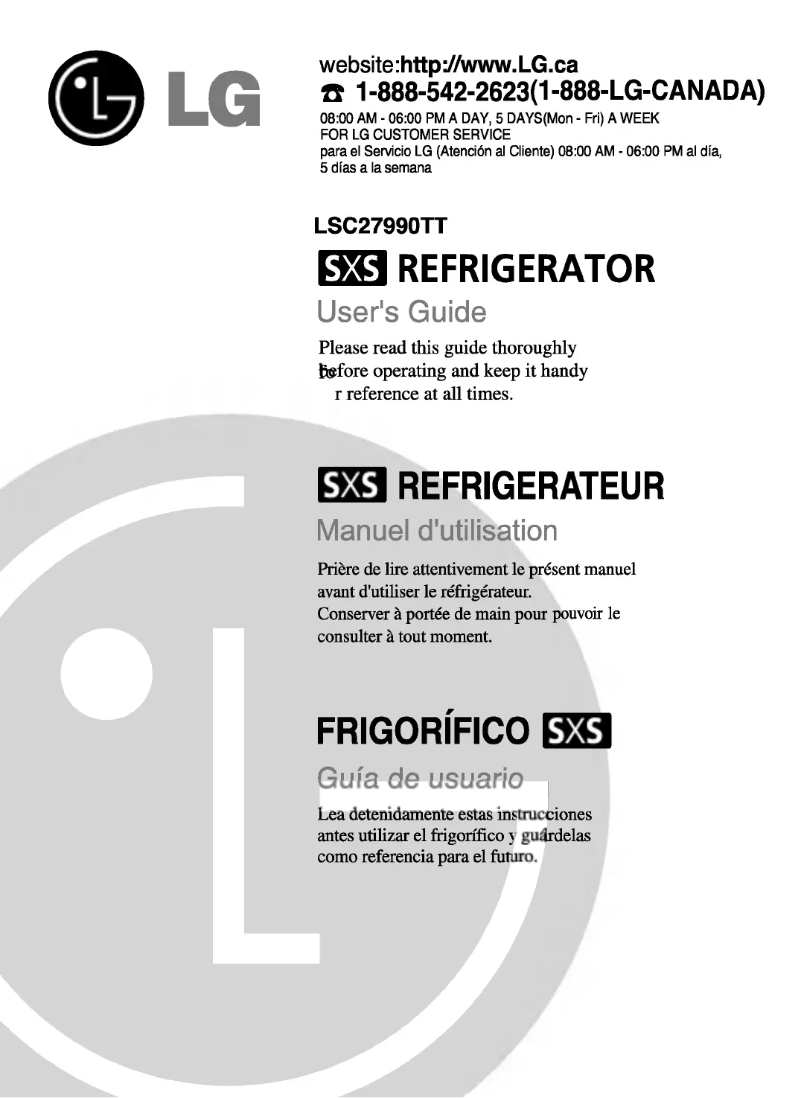 Imagen de la primera página del manual del dispositivo GR-G277STSA