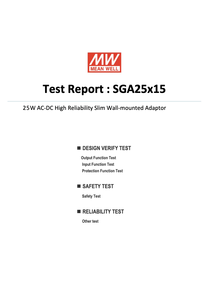 Página 1 del manual Ficha técnica Mean Well SGA25E15-P1J