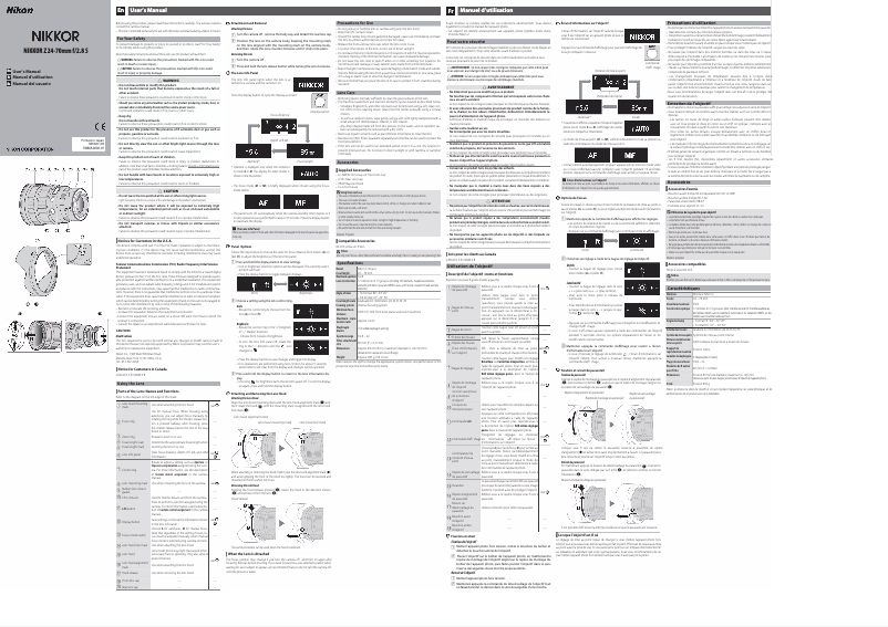 Imagen de la primera página del manual del dispositivo Nikkor Z 24-70mm f/2.8S