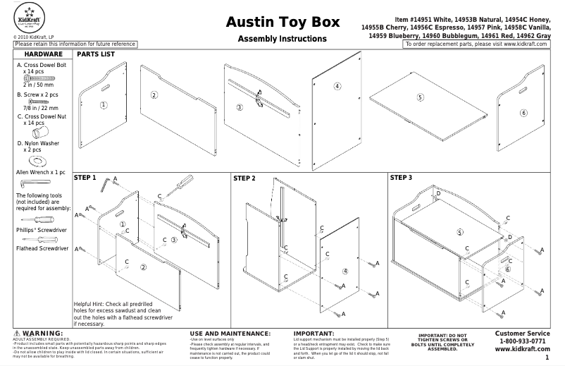 Imagen de la primera página del manual del dispositivo Austin Toy Box 14951