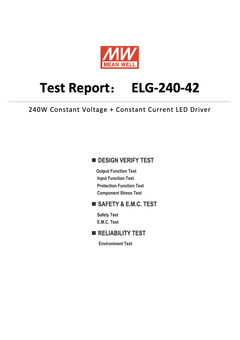 Página 1 del manual Ficha técnica Mean Well ELG-240-42