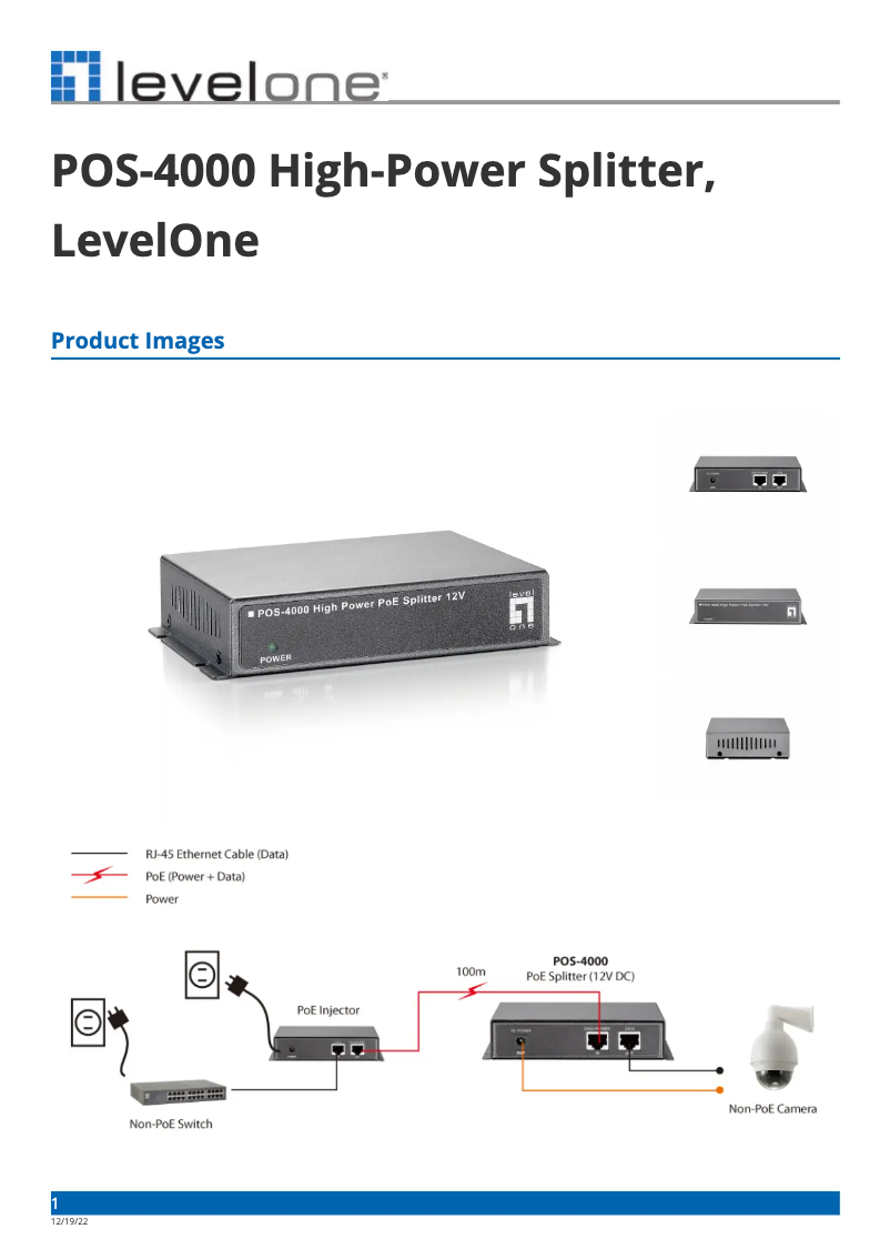 Página 1 del manual Ficha técnica LevelOne POS-4000