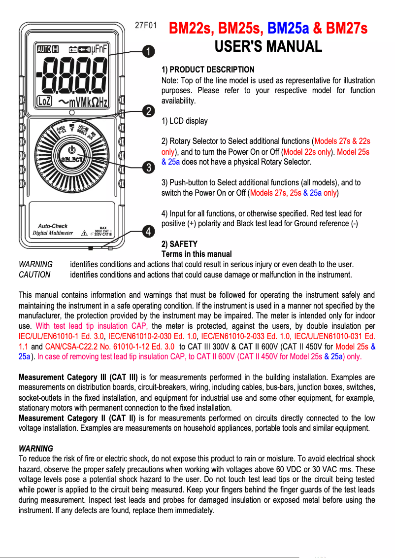 Página 1 del manual Manual de usuario Brymen BM27s