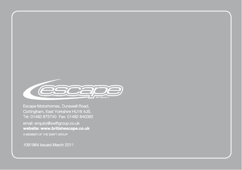 Imagen de la primera página del manual del dispositivo Escape (2011)