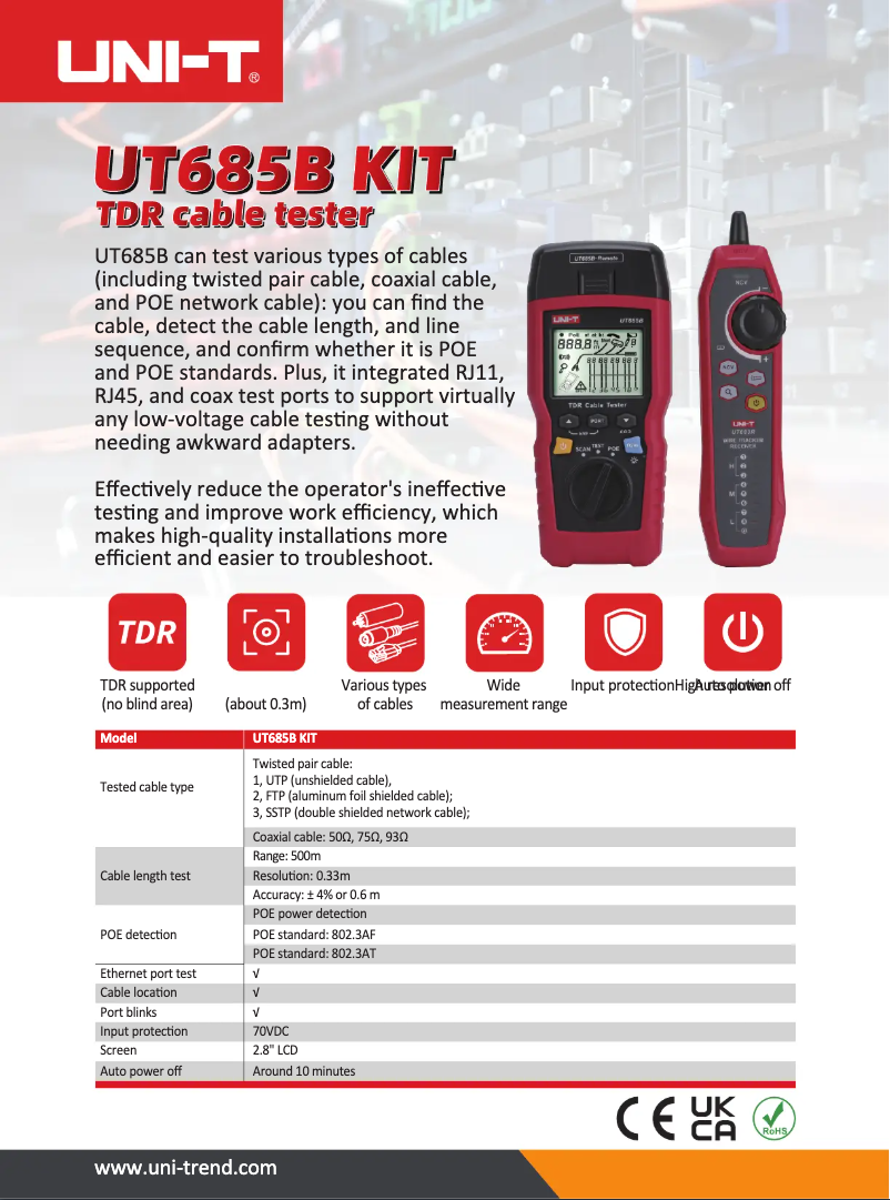 Imagen de la primera página del manual del dispositivo UT685B KIT