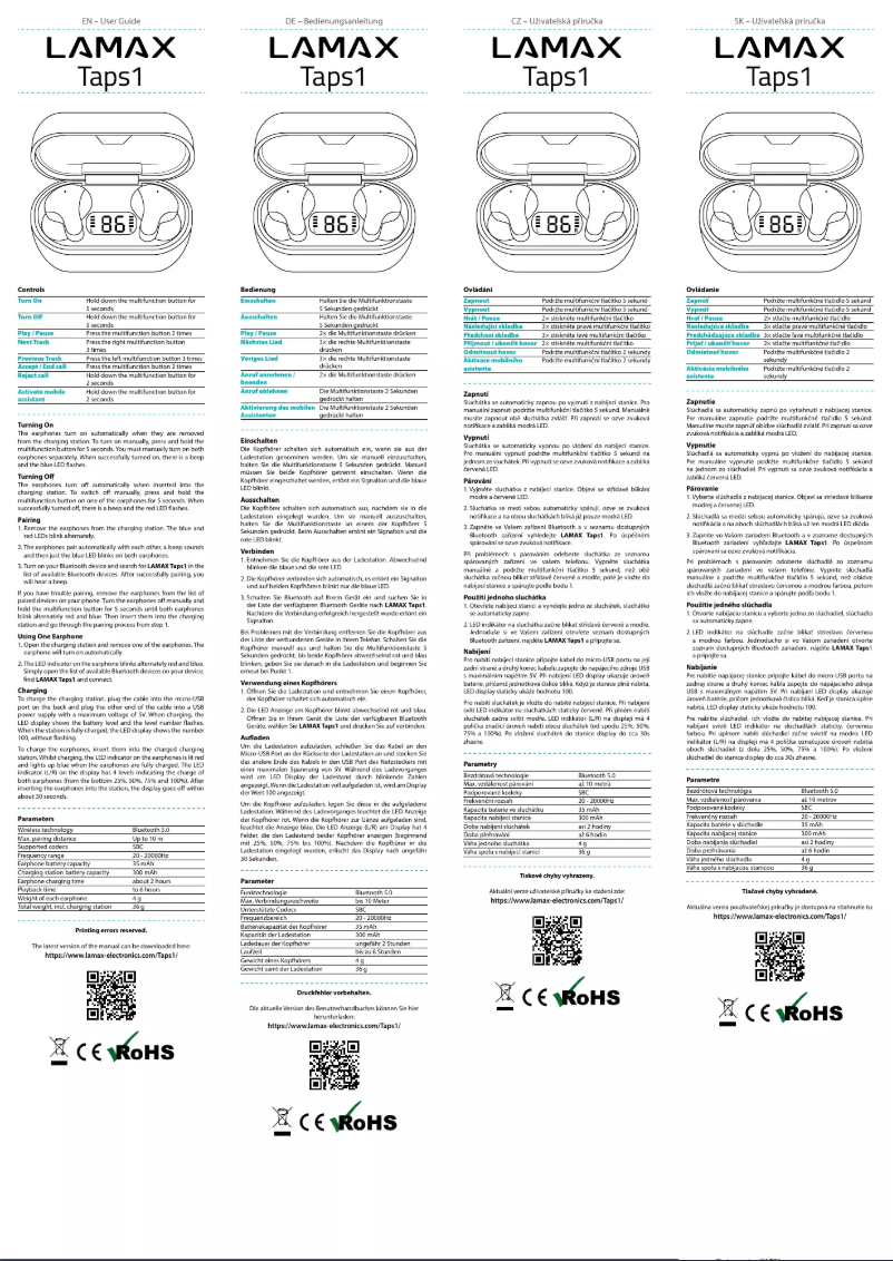 Página 1 del manual Manual de usuario Lamax Taps1