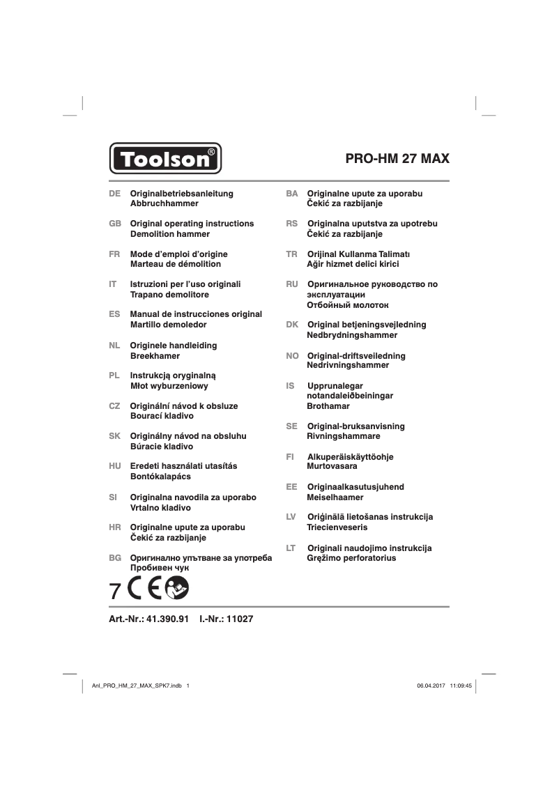 Imagen de la primera página del manual del dispositivo PRO-HM 27 MAX
