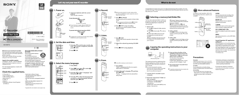 Imagen de la primera página del manual del dispositivo ICD-SX712