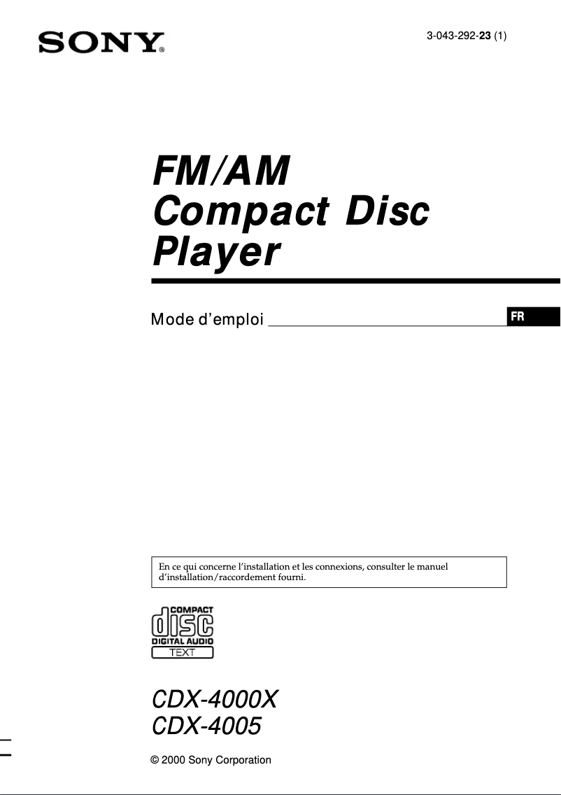 Página nº 1 - Manual de usuario Sony CDX-4005