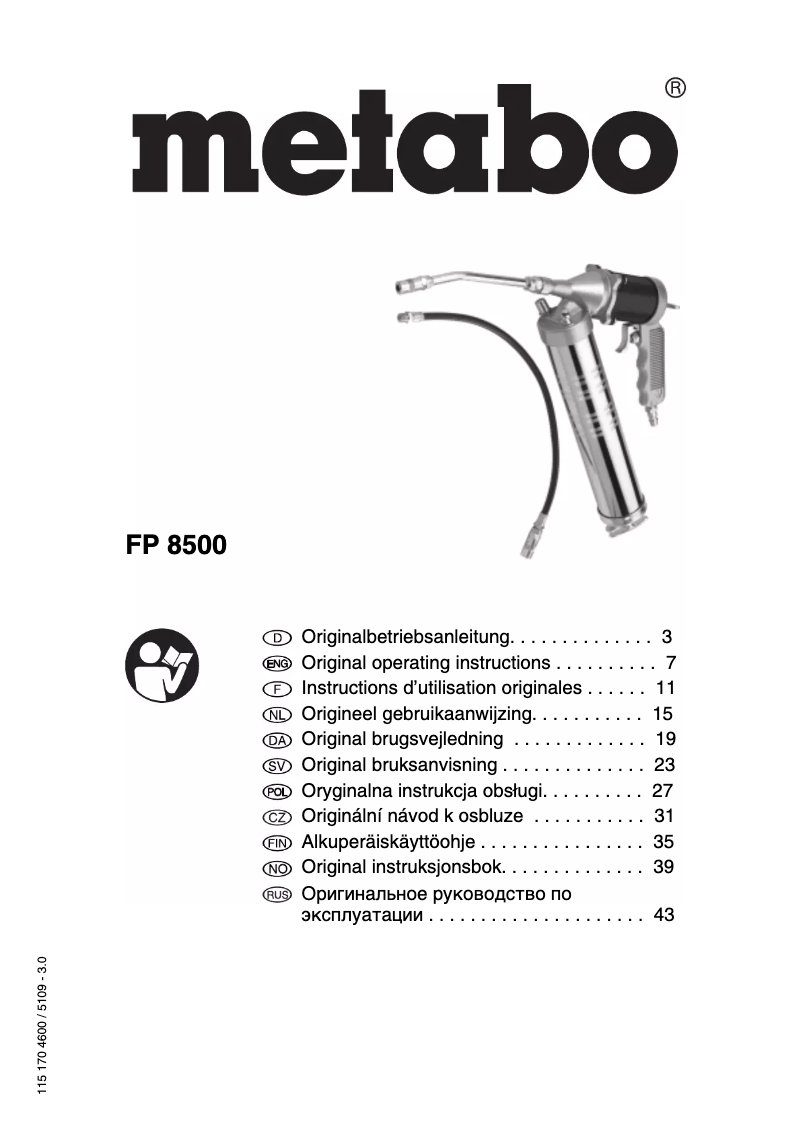 Página nº 1 - Manual de usuario Metabo FP 8500