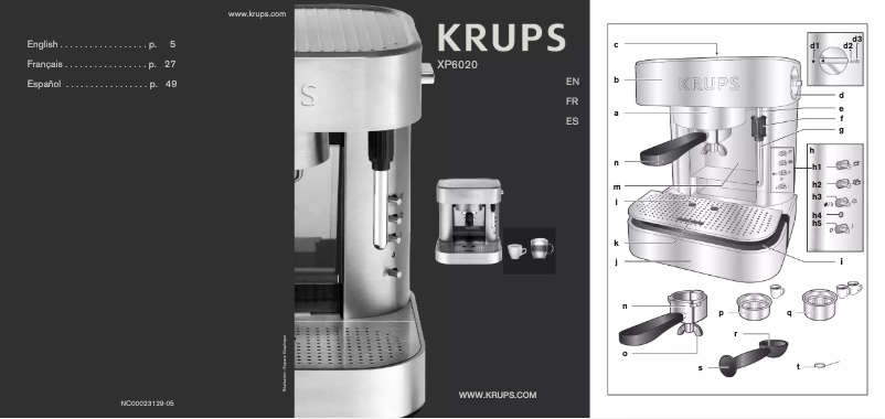 Página 1 del manual Manual de usuario Krups XP6020