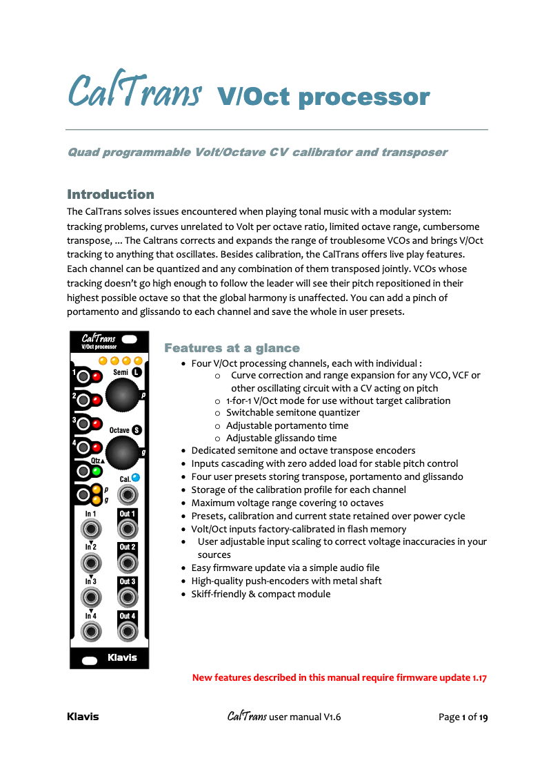 Imagen de la primera página del manual del dispositivo CalTrans
