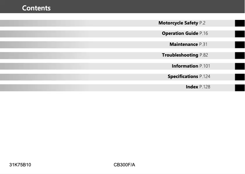 Página nº 1 - Manual de usuario Honda CB300F (2017)