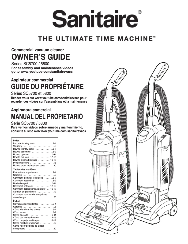 Imagen de la primera página del manual del dispositivo FORCE QuietClean SC5713D