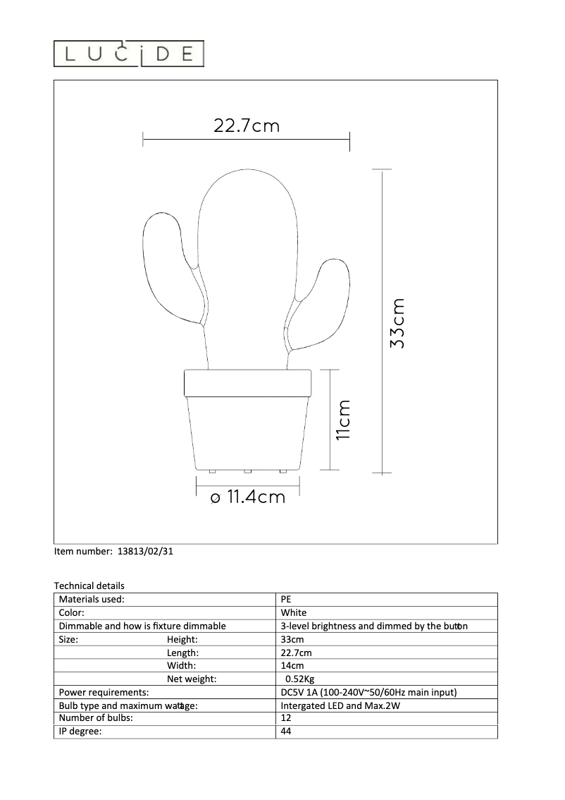 Imagen de la primera página del manual del dispositivo Cactus